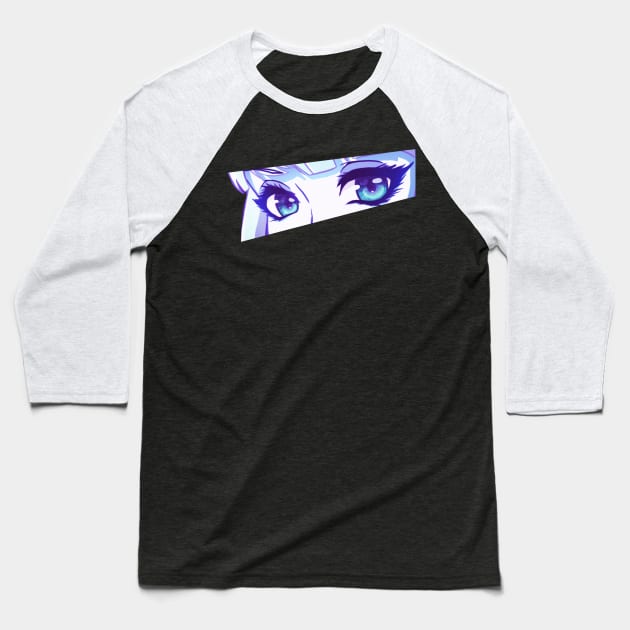 Anime Eyes (blue) Baseball T-Shirt by Leo